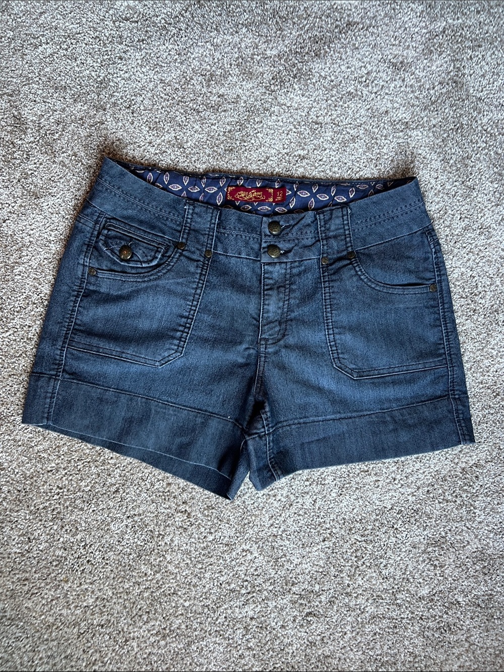 one 5 one Dark Blue Denim Jean Shorts
